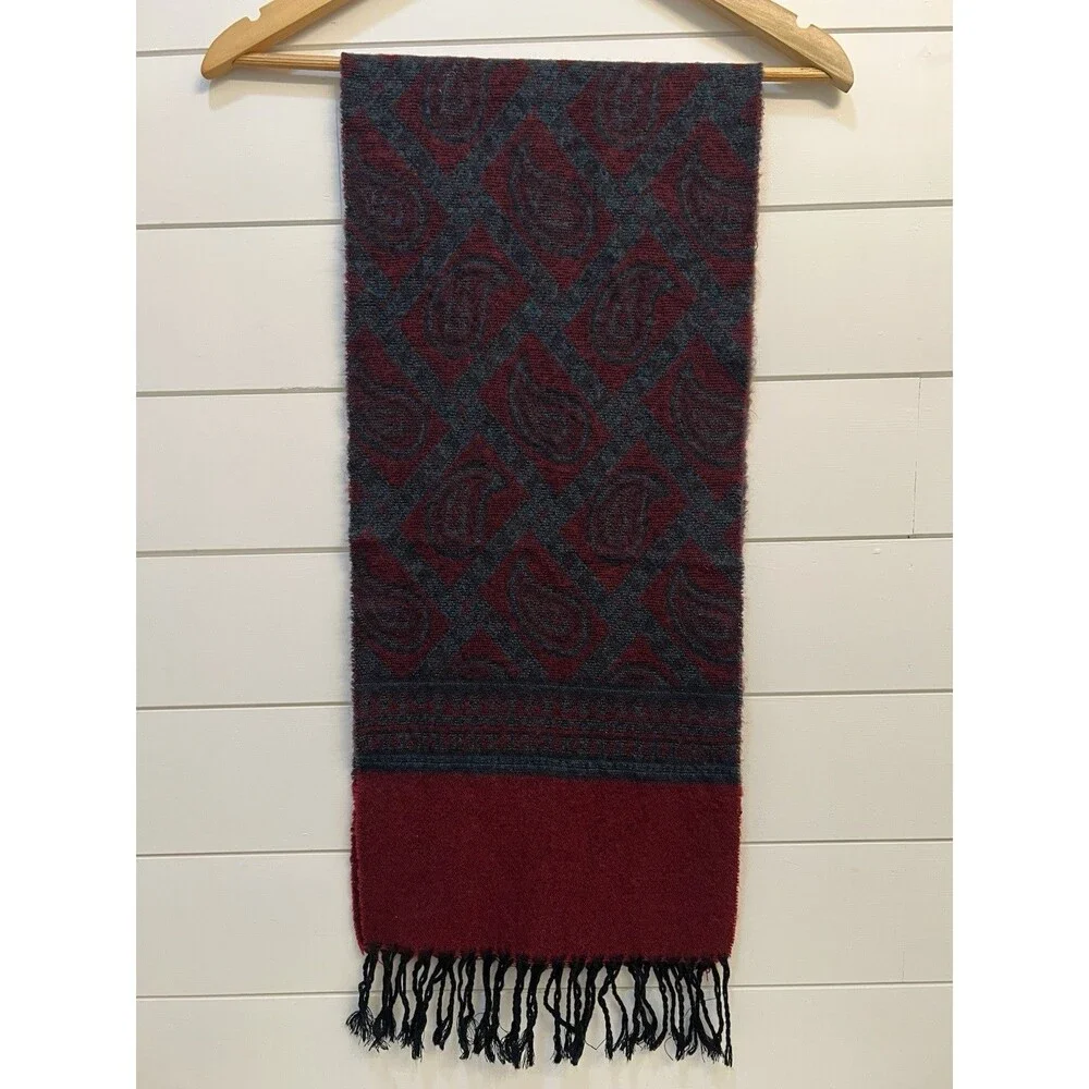 Christian Dior Vintage Cashluxe Fringed Red Plaid Long 100% Acrylic Scarf